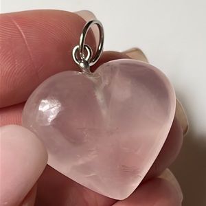 Rose Quartz Crystal Sterling Silver Heart Pendant